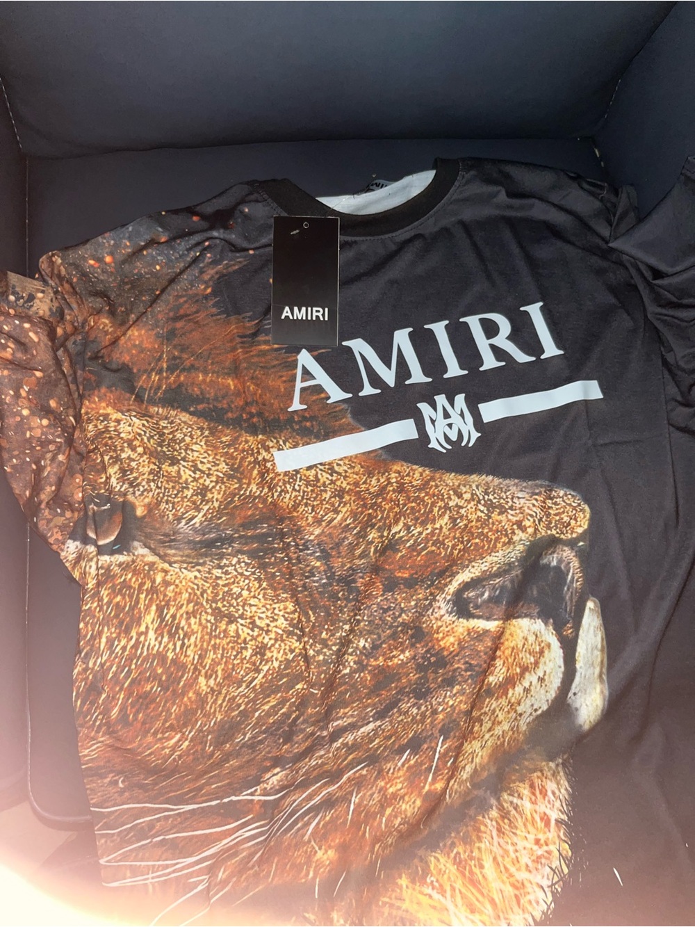 AMIRI Black & Brown Lion Graphic Short Sleeve Tee